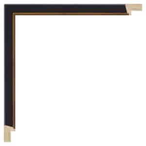 Mat sort m/smal guld, 15 x 22 mm