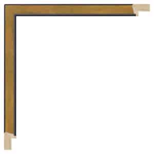 Mat sort m/bred guld, 15 x 22 mm