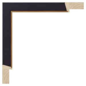 Mat sort m/smal guld, 23 x 40 mm