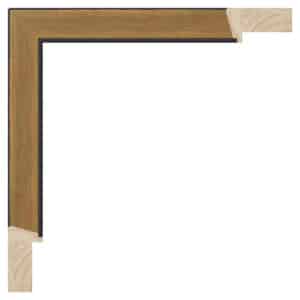 Mat sort m/bred guld, 23 x 40 mm